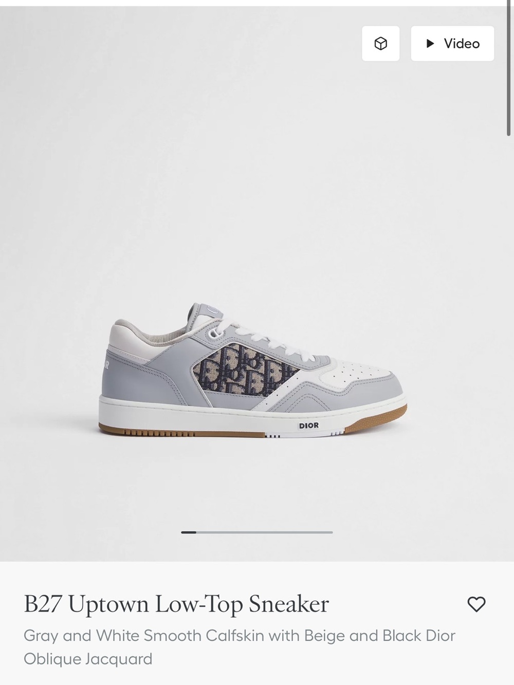 Dior B27 Uptown Sneaker in Gray, White & Beige Oblique